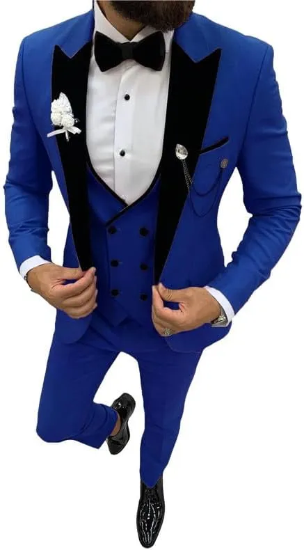 Prom Suits for Men 2024 Slim Fit Formal Suits for Men Velvet Lapel Wedding Dress Jacket Set STXZ004