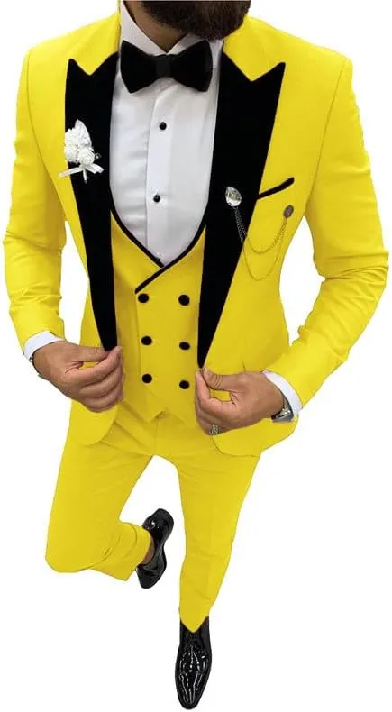 Prom Suits for Men 2024 Slim Fit Formal Suits for Men Velvet Lapel Wedding Dress Jacket Set STXZ004