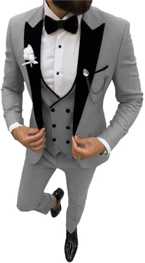 Prom Suits for Men 2024 Slim Fit Formal Suits for Men Velvet Lapel Wedding Dress Jacket Set STXZ004