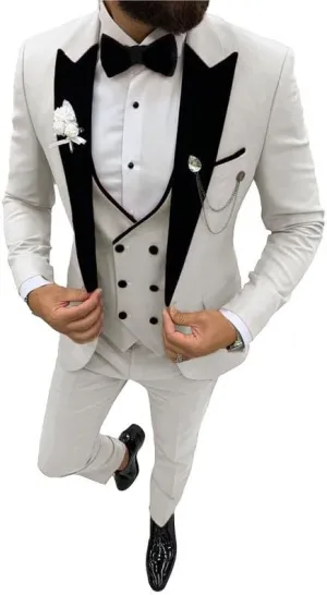 Prom Suits for Men 2024 Slim Fit Formal Suits for Men Velvet Lapel Wedding Dress Jacket Set STXZ004
