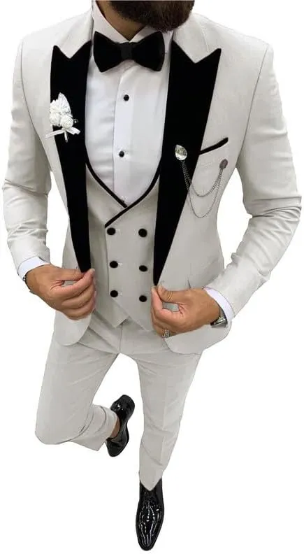 Prom Suits for Men 2024 Slim Fit Formal Suits for Men Velvet Lapel Wedding Dress Jacket Set STXZ004