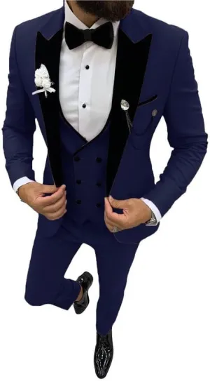 Prom Suits for Men 2024 Slim Fit Formal Suits for Men Velvet Lapel Wedding Dress Jacket Set STXZ004