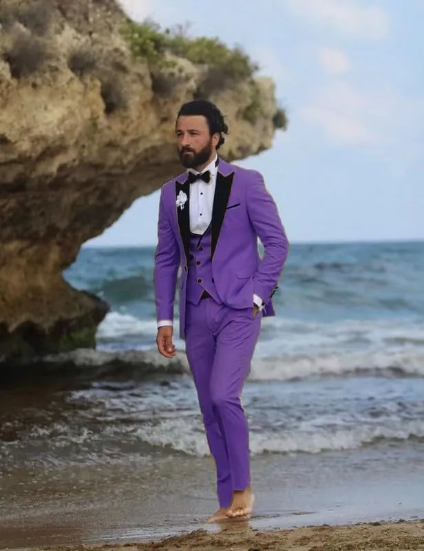 Prom Suits for Men 2024 Slim Fit Formal Suits for Men Velvet Lapel Wedding Dress Jacket Set STXZ004