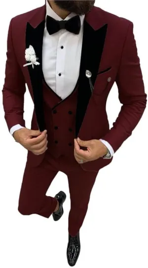Prom Suits for Men 2024 Slim Fit Formal Suits for Men Velvet Lapel Wedding Dress Jacket Set STXZ004