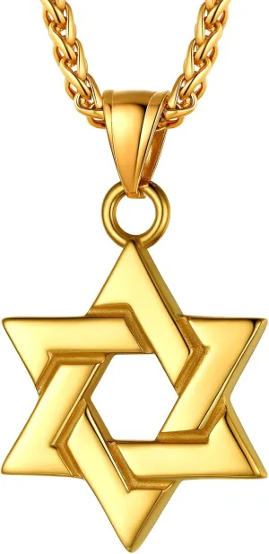 PROSTEEL Jewish Magen Star Of David Necklace For Women Men, Stainless Steel/925 Sterling Silver Hexagon Pendant Necklace, Adjustable, Come with Box