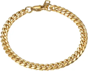 PROSTEEL Stainless Steel Bracelet for Men Women, Stylish Cuban Link Bracelets, Black/18K Gold Plated, W:4.8mm/6mm/10mm/14mm, L:19cm/21cm, Come Box