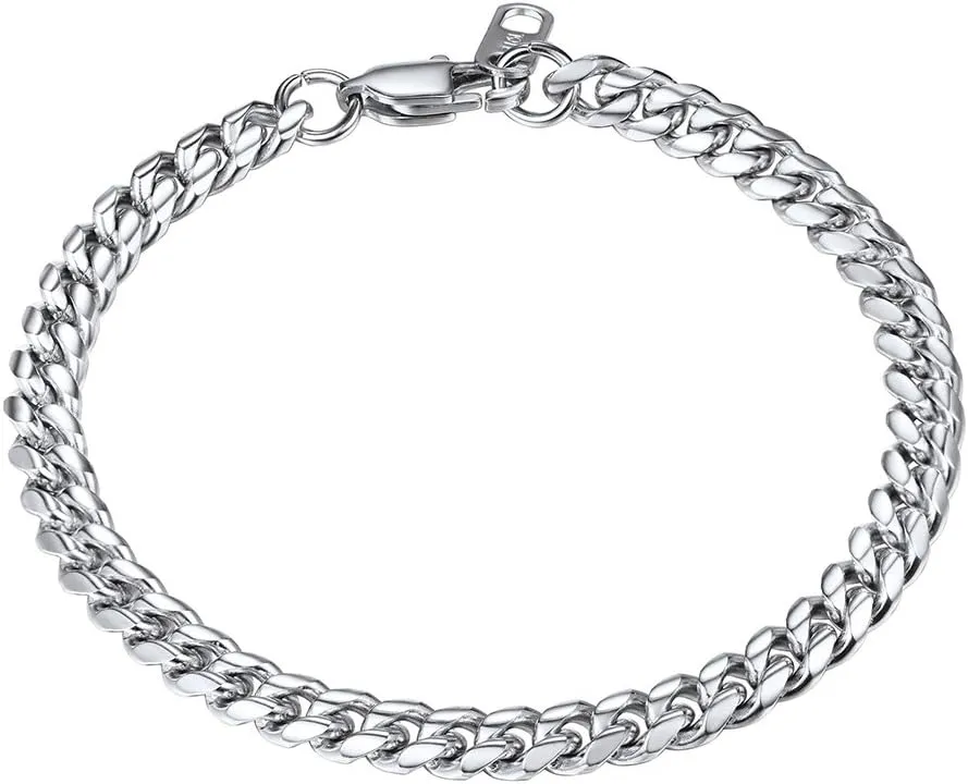 PROSTEEL Stainless Steel Bracelet for Men Women, Stylish Cuban Link Bracelets, Black/18K Gold Plated, W:4.8mm/6mm/10mm/14mm, L:19cm/21cm, Come Box