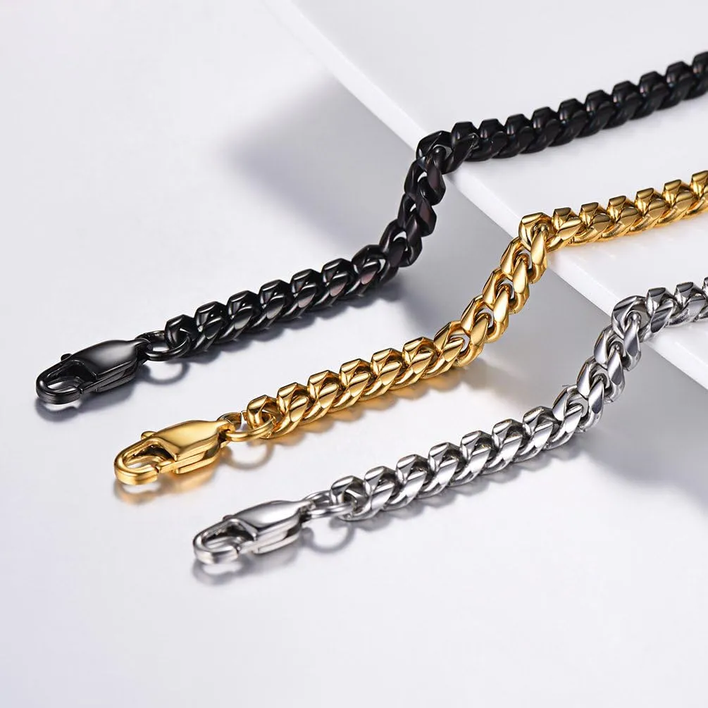 PROSTEEL Stainless Steel Bracelet for Men Women, Stylish Cuban Link Bracelets, Black/18K Gold Plated, W:4.8mm/6mm/10mm/14mm, L:19cm/21cm, Come Box