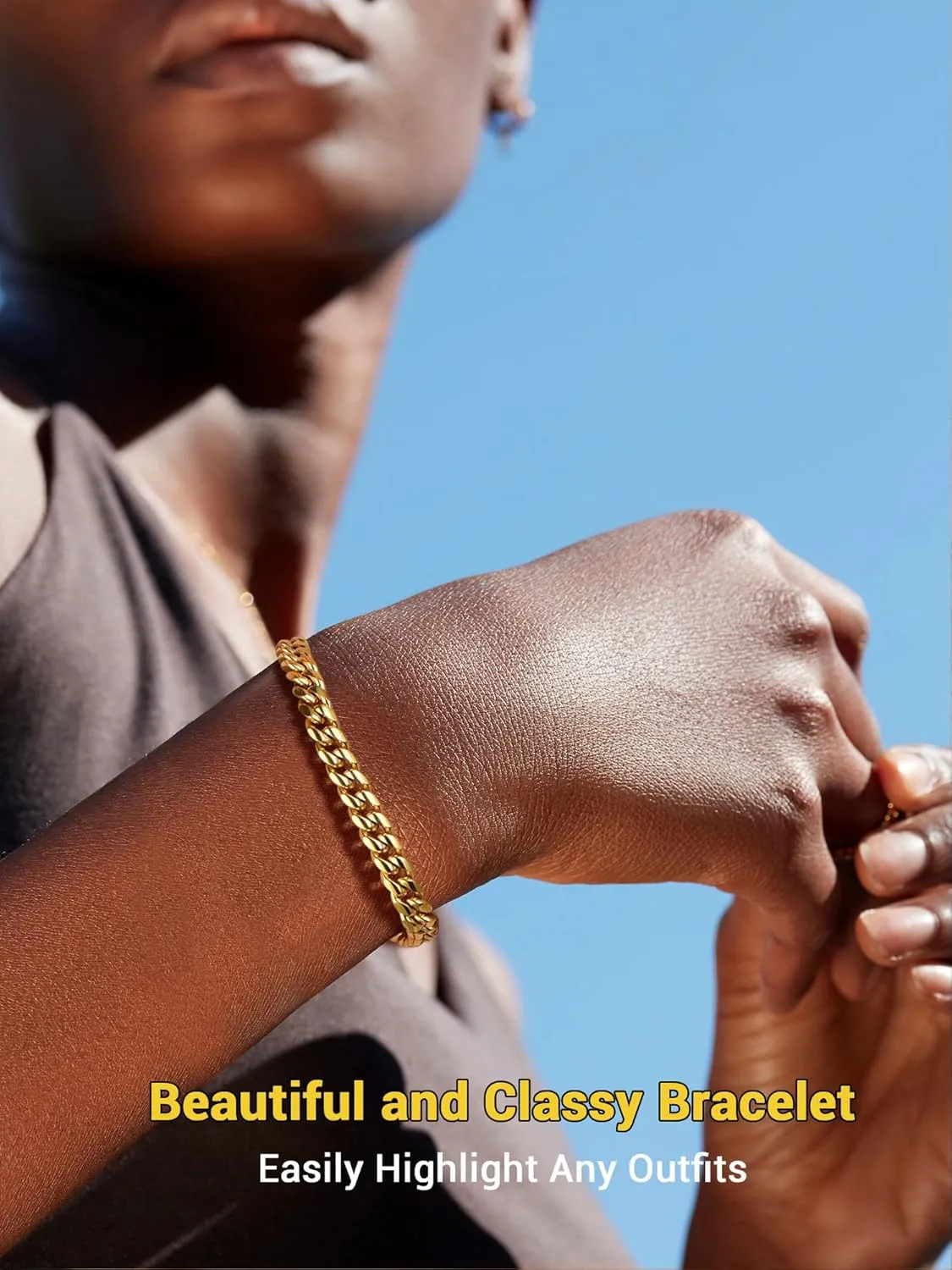 PROSTEEL Stainless Steel Bracelet for Men Women, Stylish Cuban Link Bracelets, Black/18K Gold Plated, W:4.8mm/6mm/10mm/14mm, L:19cm/21cm, Come Box