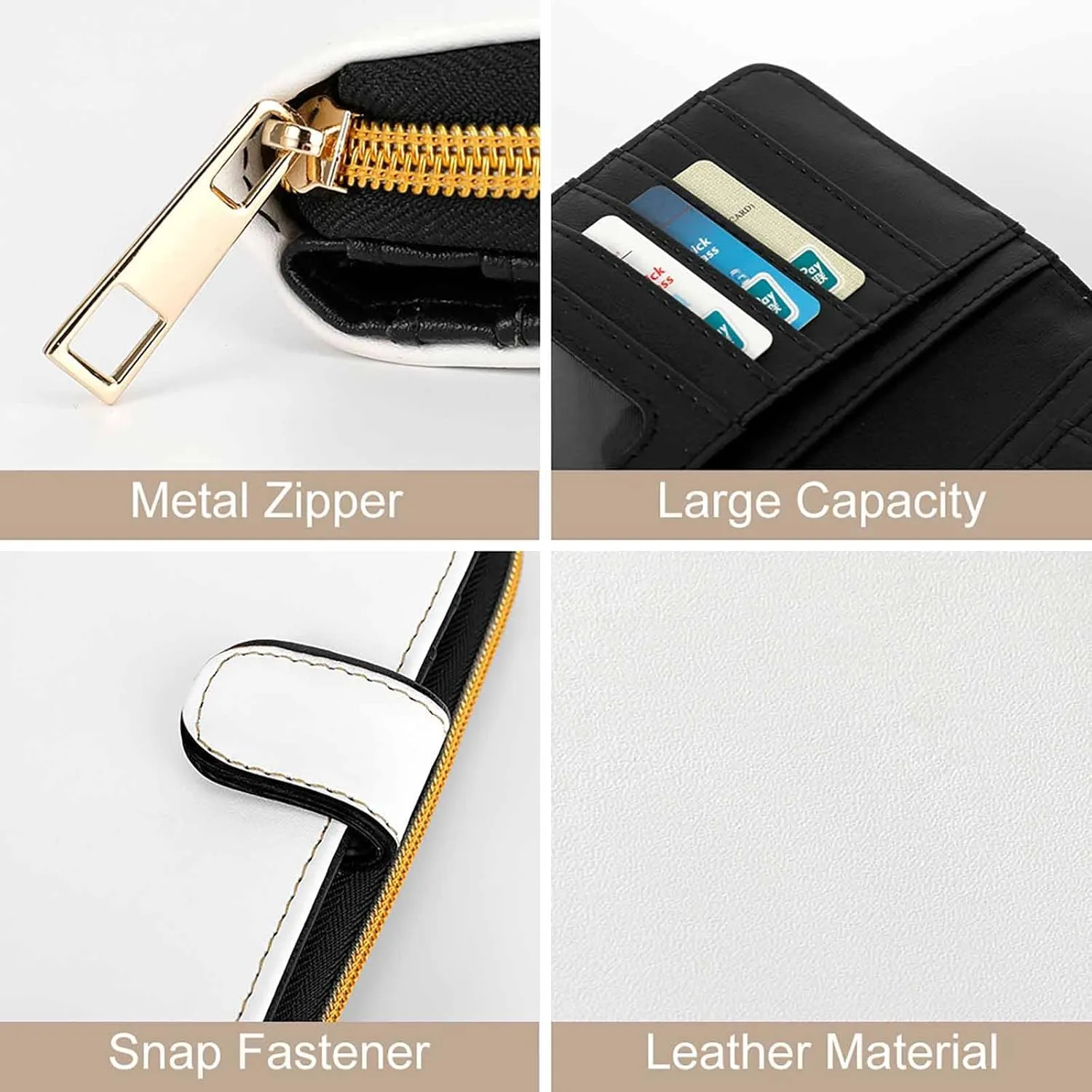PU Leather Wallet for Women Men, Novelty Skull Black Cat Moon Gothic Skull Raven Art Black Printed Perfect Wallets, Compact Portable Wallet Purse Gift for Mom, Dad