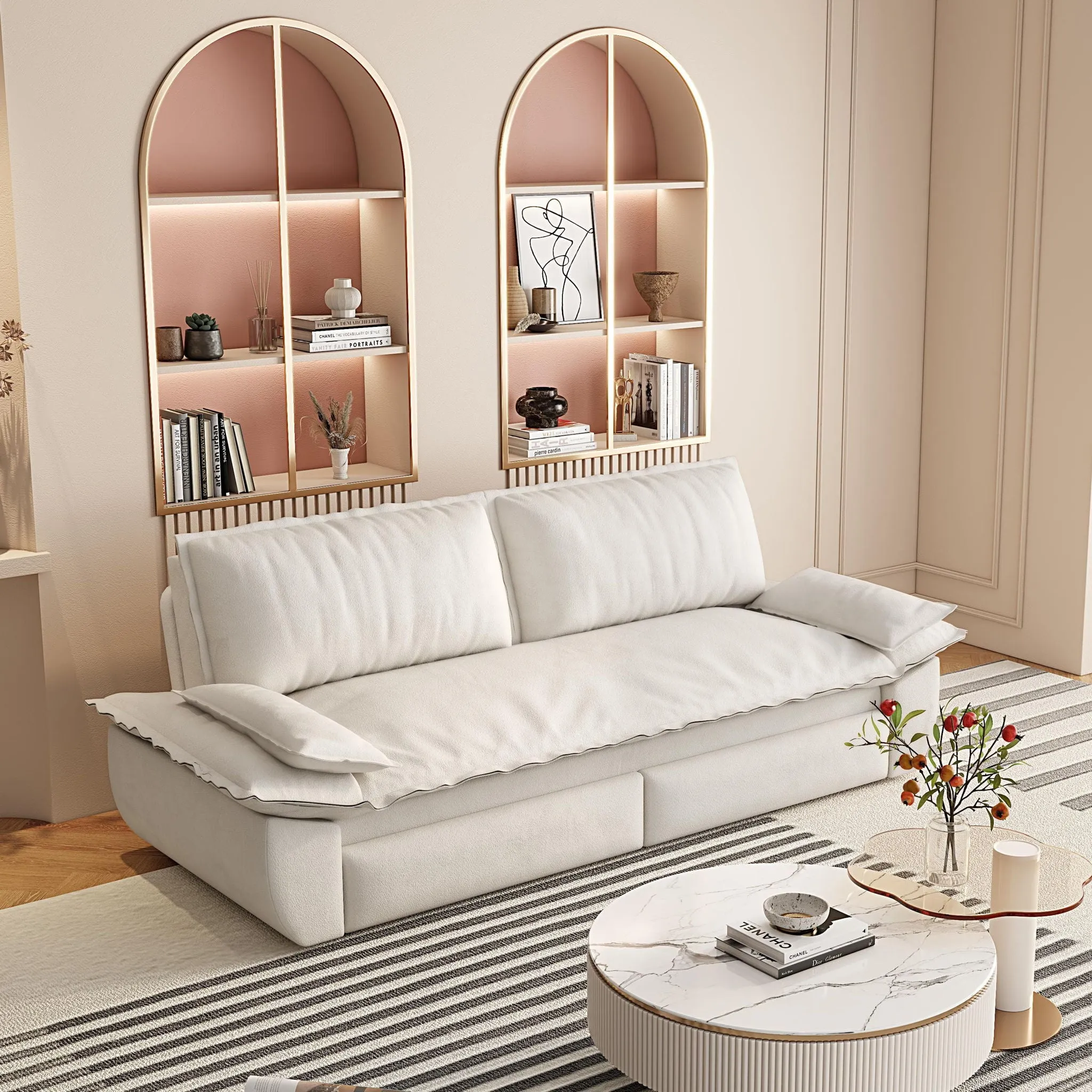 Pull Out Sleeper Sofa Bed, 3 In 1 Multi Functional