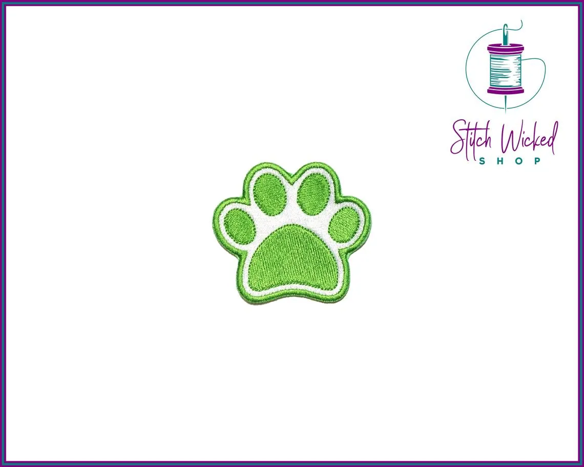 Puppy Dog Paw Print, Fully Embroidered Patch, Choose Your Colors