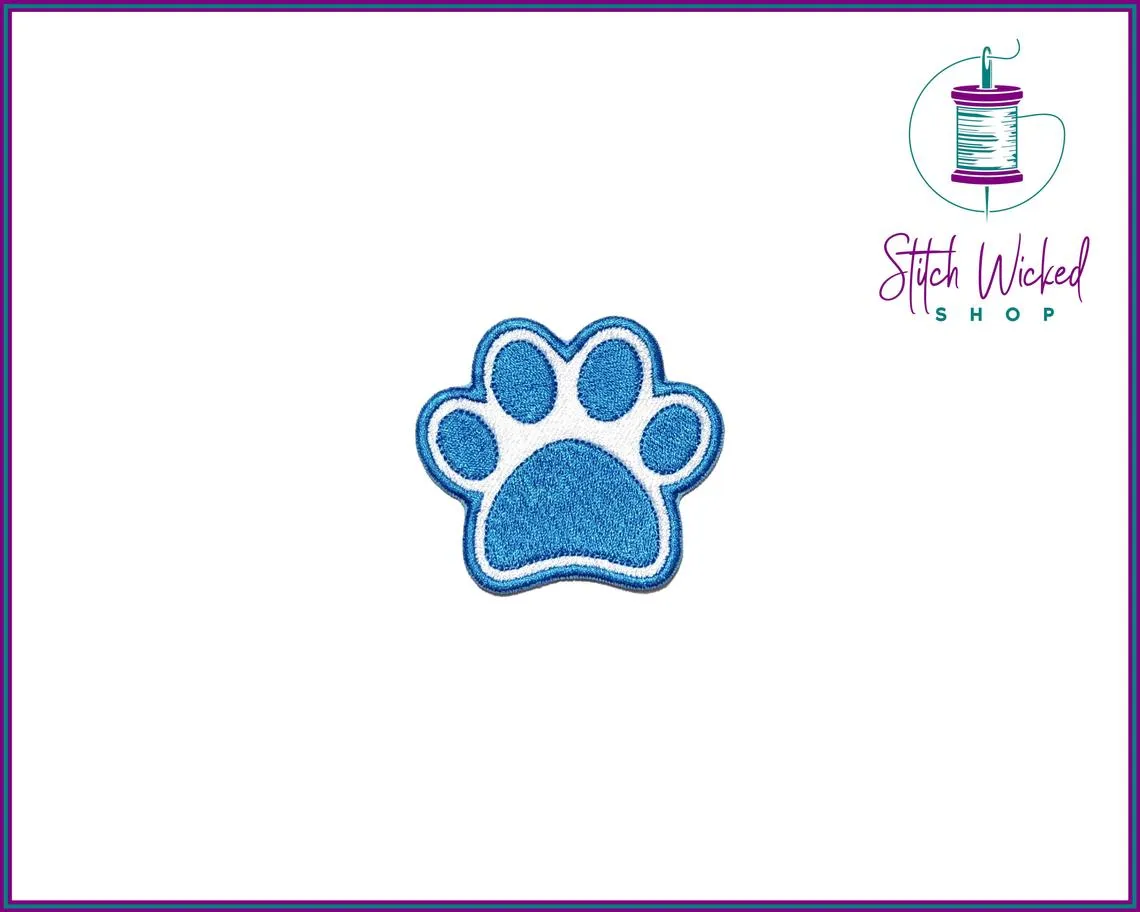 Puppy Dog Paw Print, Fully Embroidered Patch, Choose Your Colors