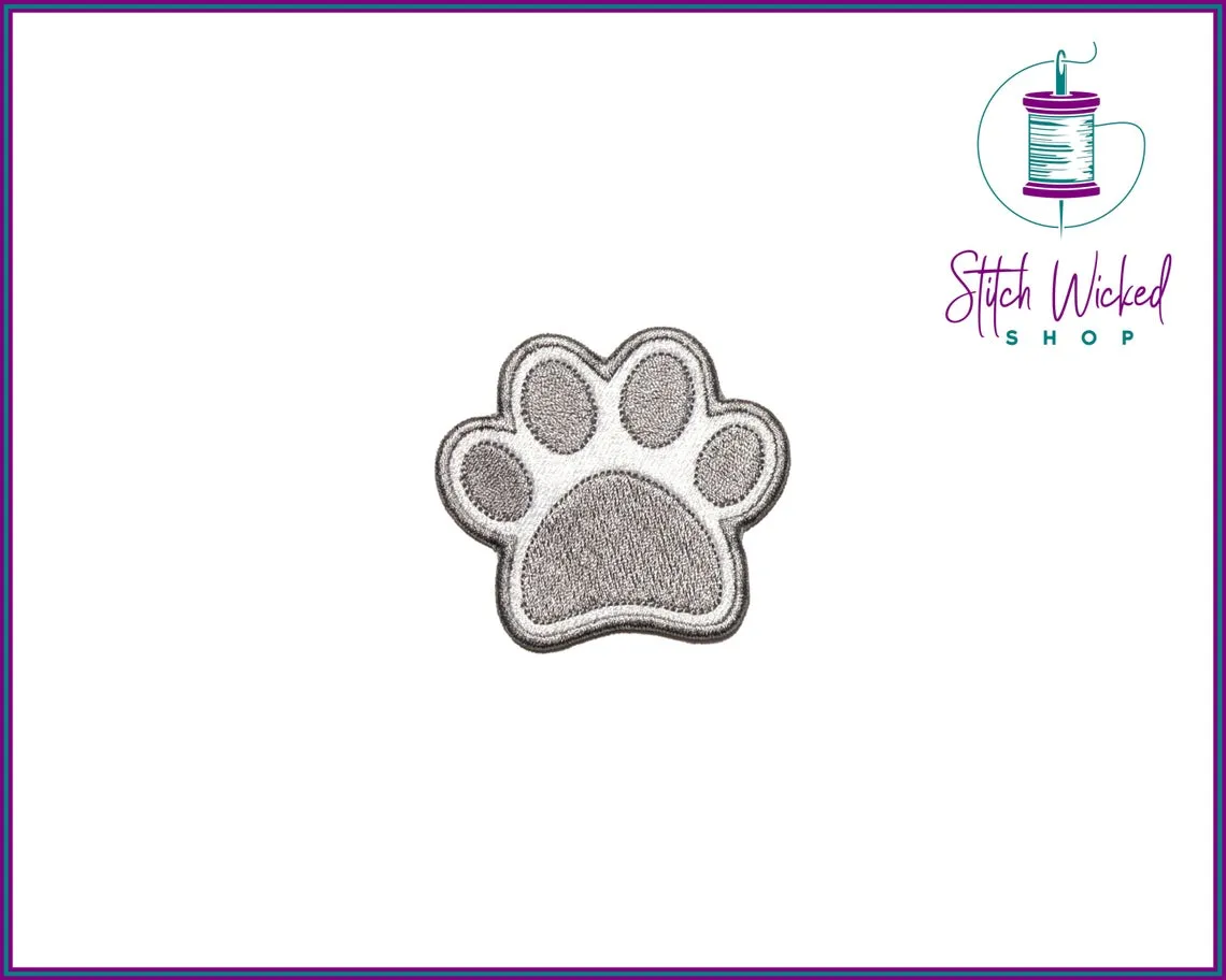 Puppy Dog Paw Print, Fully Embroidered Patch, Choose Your Colors