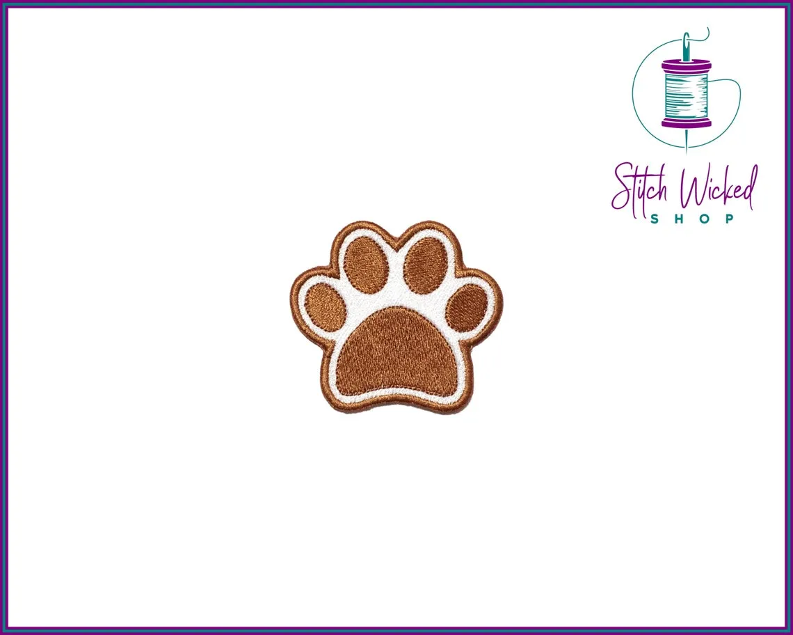 Puppy Dog Paw Print, Fully Embroidered Patch, Choose Your Colors