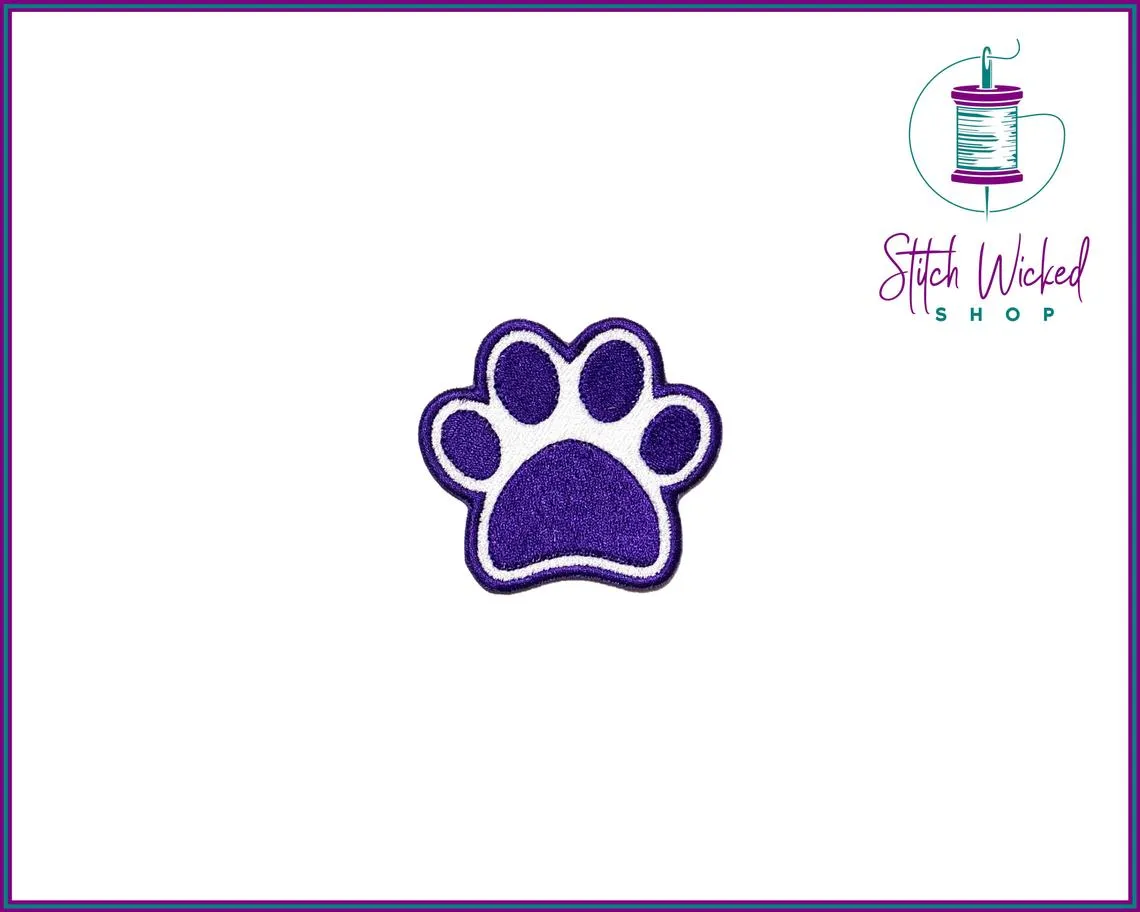 Puppy Dog Paw Print, Fully Embroidered Patch, Choose Your Colors