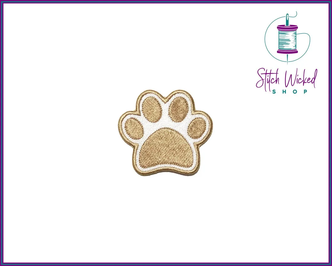 Puppy Dog Paw Print, Fully Embroidered Patch, Choose Your Colors