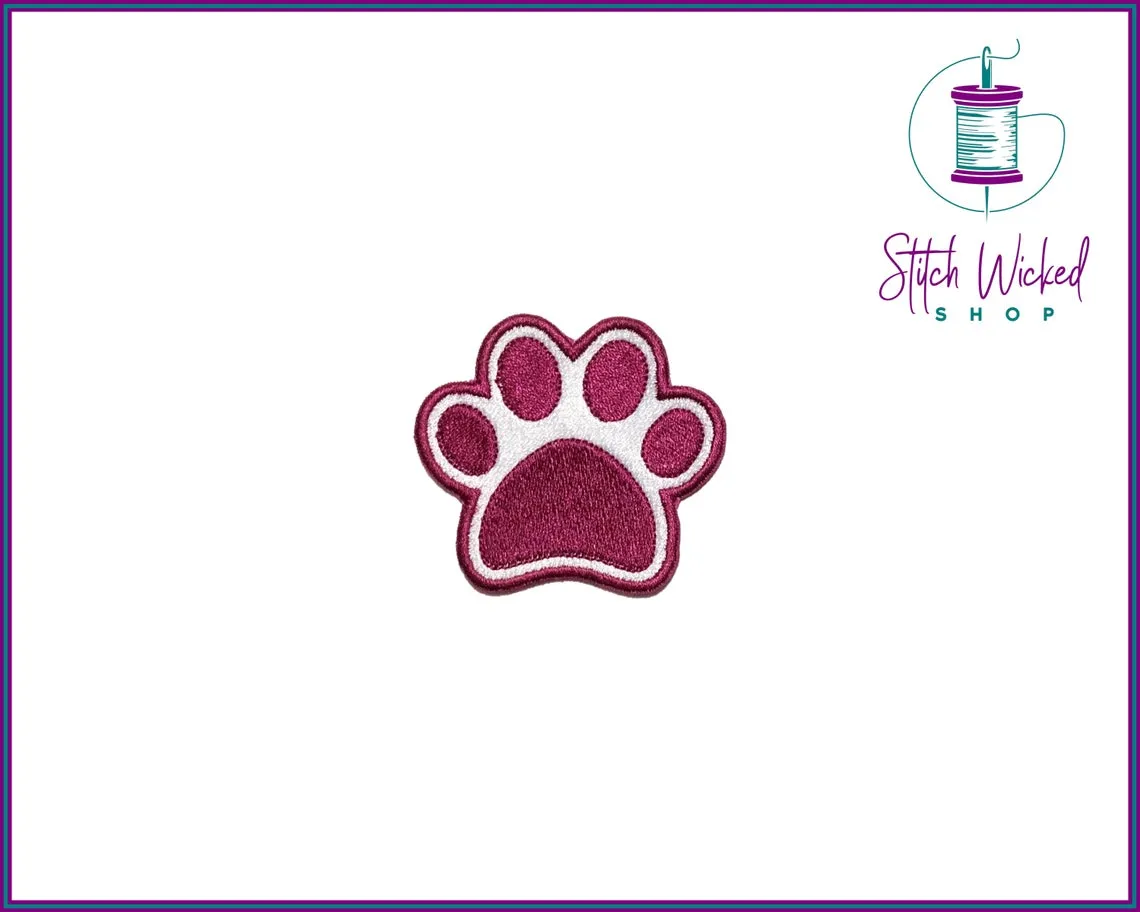 Puppy Dog Paw Print, Fully Embroidered Patch, Choose Your Colors