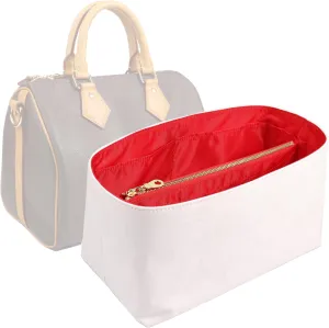 Purse Organizer Insert for handbag，Dupont paper Ultra-Light weight Bag Organizer Insert for LV Speedy 25 Waterproof (Medium-white red)