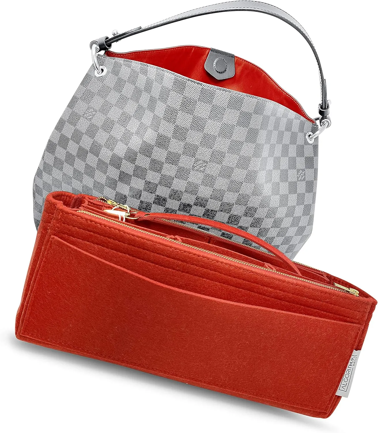 Purse Organizer Insert with zippers | designed for Louis Vuitton LV Graceful MM Shaper Liner Divider Protector | 3mm Felt