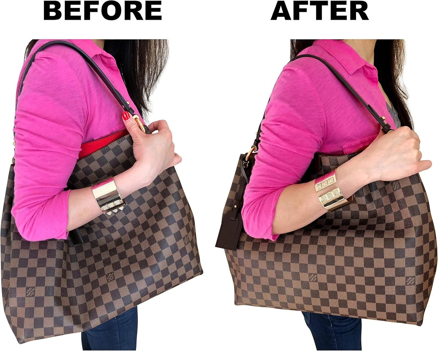 Purse Organizer Insert with zippers | designed for Louis Vuitton LV Graceful MM Shaper Liner Divider Protector | 3mm Felt