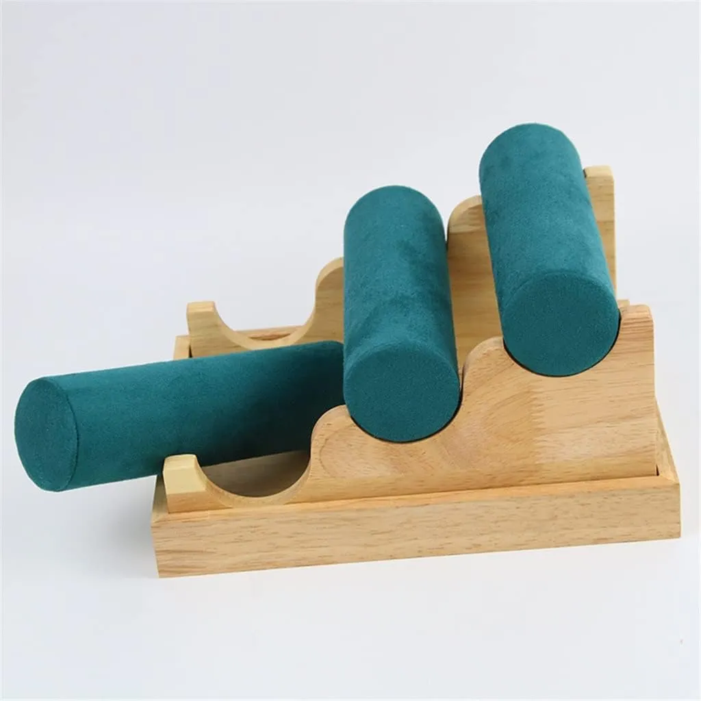 Quality Vintage Wood Velvet T-Bar Rack Bracelet Chain Watch Jewelry Organizer Jewelry Display Stand Holde Present
