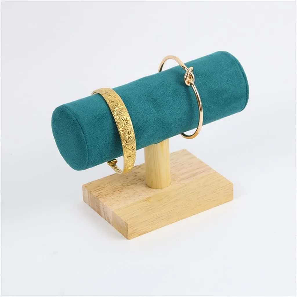 Quality Vintage Wood Velvet T-Bar Rack Bracelet Chain Watch Jewelry Organizer Jewelry Display Stand Holde Present