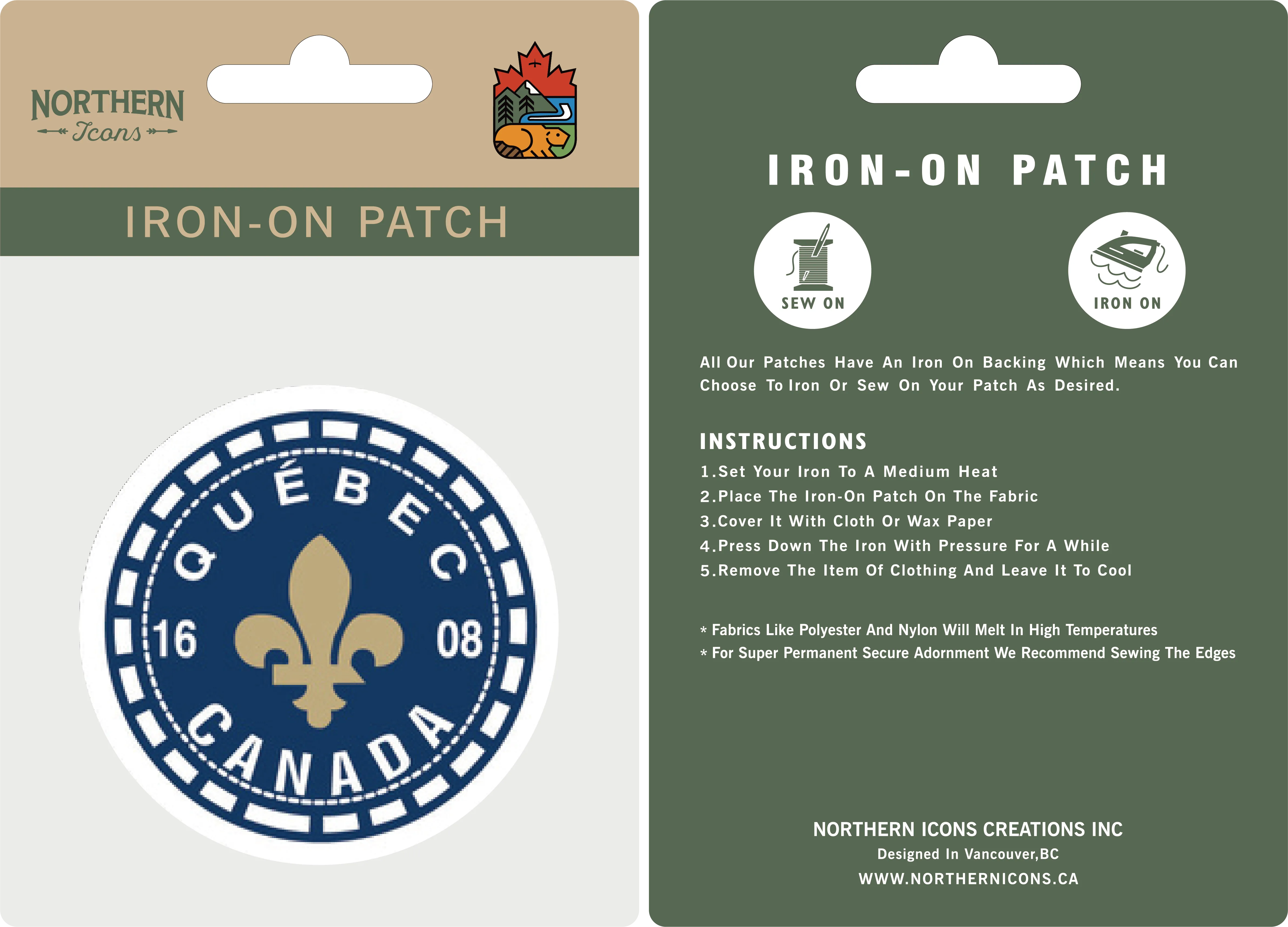Quebec iron-on embroidery patch