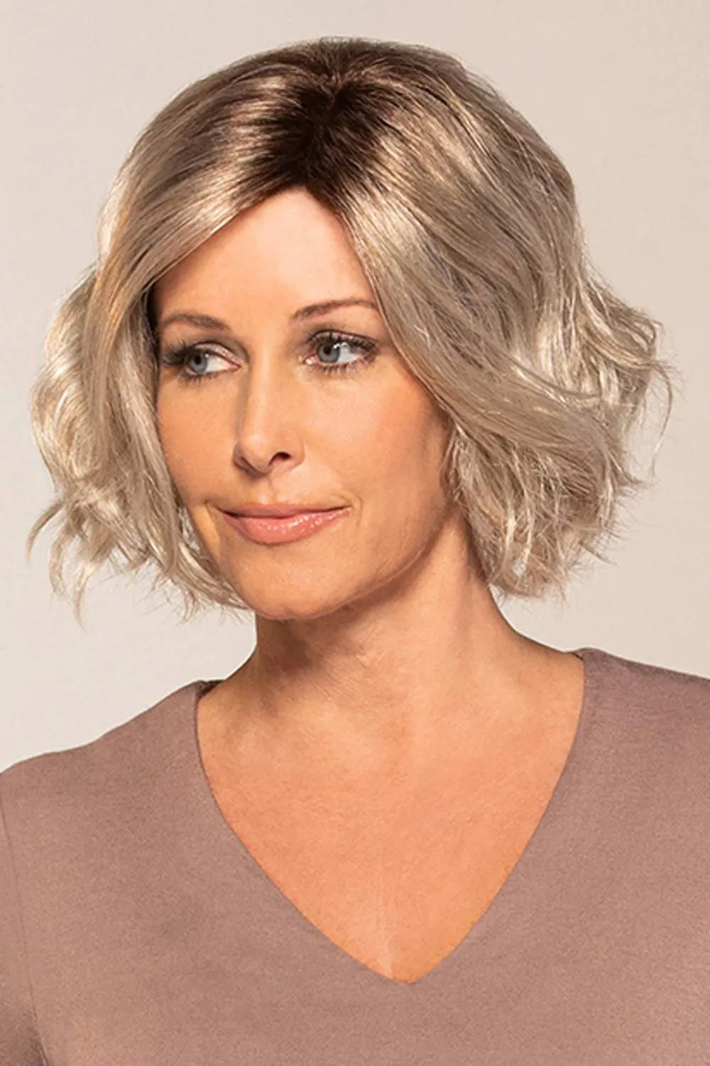 Quinn Wig Color 6 Fudgesicle - Jon Renau Wigs 9" Short Textured Wavy Layers Synthetic Lace Front Welded Monofilament Part Women's Curly Open Cap Adjustable Scalp Cooling
