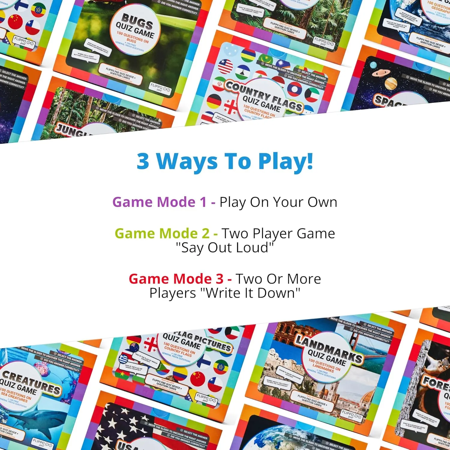 Quiz Device Game - Forest Animals Trivia Quiz Game - 25 Cards - 200 Questions - Educational & Fun - Ideal Travel Games for Kids - Family Quiz Games - Portable Pack - Age 6 