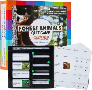 Quiz Device Game - Forest Animals Trivia Quiz Game - 25 Cards - 200 Questions - Educational & Fun - Ideal Travel Games for Kids - Family Quiz Games - Portable Pack - Age 6 