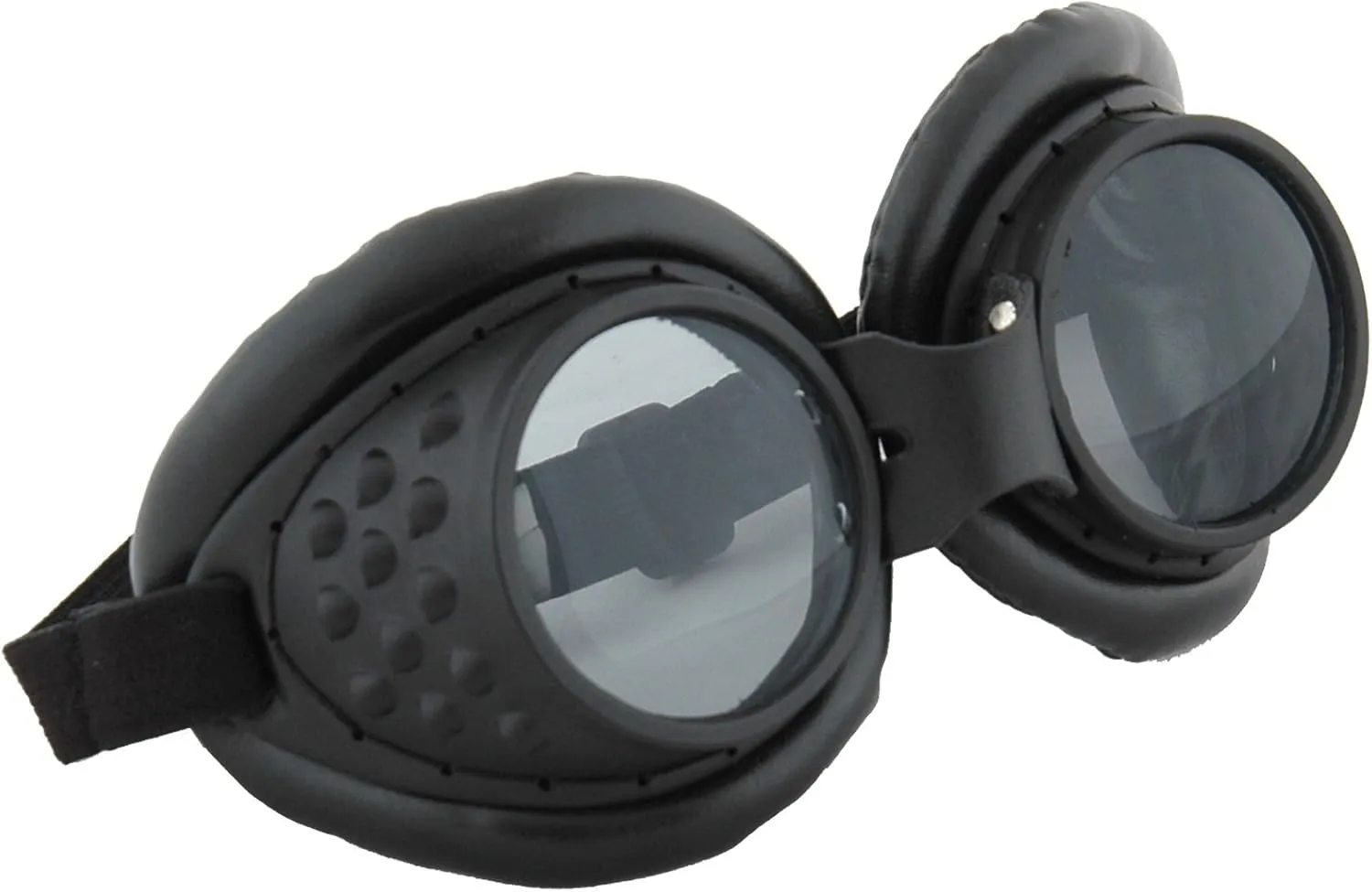Radioactive Aviator Goggles Black - Faux Leather Cushions with Adjustable Strap, Dark Lenses, Costume Accessory