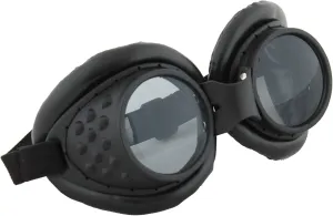 Radioactive Aviator Goggles Black - Faux Leather Cushions with Adjustable Strap, Dark Lenses, Costume Accessory