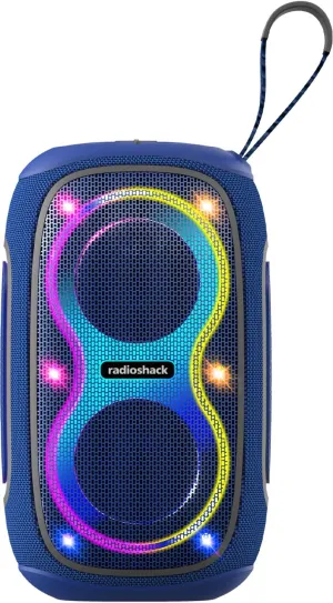 RadioShack Blue and Grey Wireless Speaker with RGB Lights, IPX5, 30W (Blue and Grey)