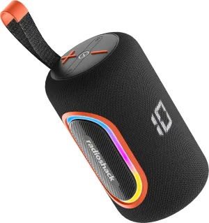 RadioShack Wireless Speaker, 20W, Bluetooth 5.3, RGB Lights, Waterproof IPX5, Portable (Black and Orange)