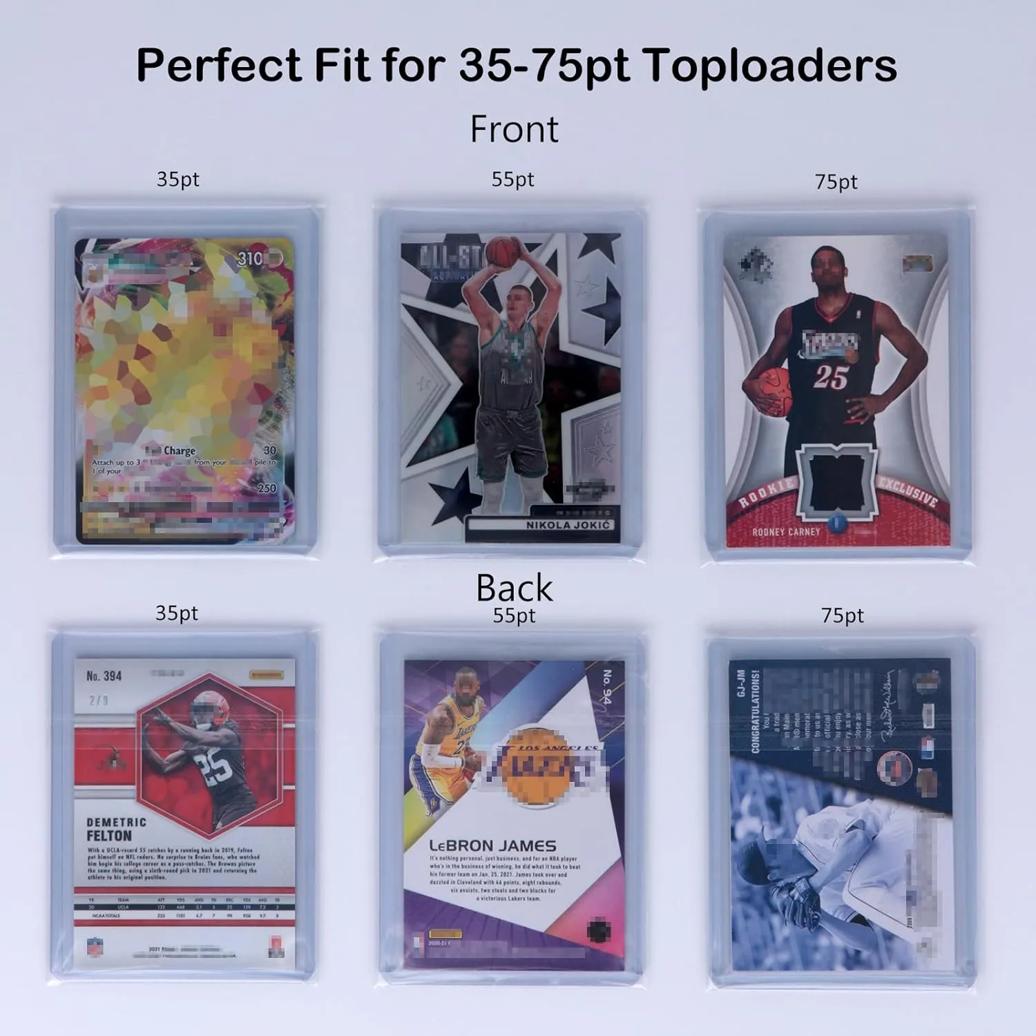 Rayvol Top Loader Sleeves - Resealable Team Bags for 35-75PT Rigid Toploader Card Holders (400pcs)
