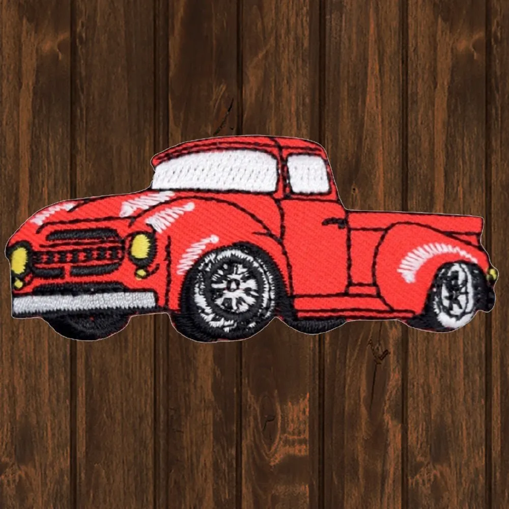 Red Hot Rod Truck Embroidered Patch — Iron On