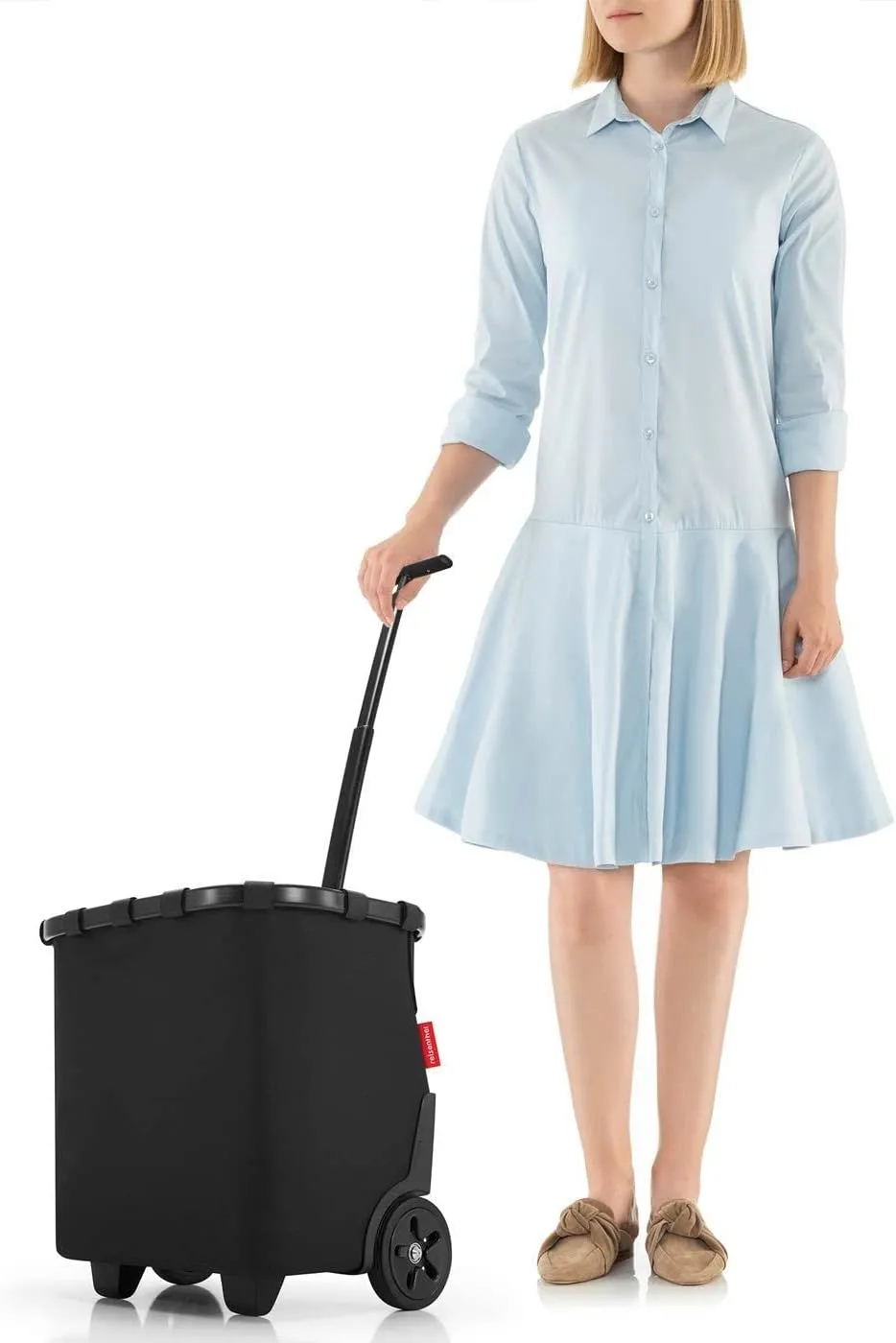 reisenthel carrycruiser Black Frame/Black - Portable Shopping Trolley with Sturdy Aluminum Frame, Shoulder Strap and Removable mesh Inner Bag -Water-Repellent