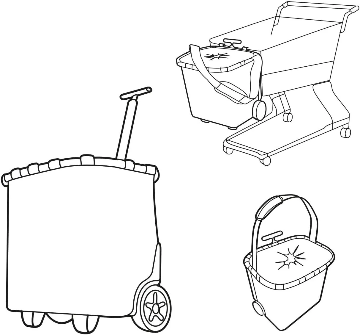 reisenthel carrycruiser Black Frame/Black - Portable Shopping Trolley with Sturdy Aluminum Frame, Shoulder Strap and Removable mesh Inner Bag -Water-Repellent