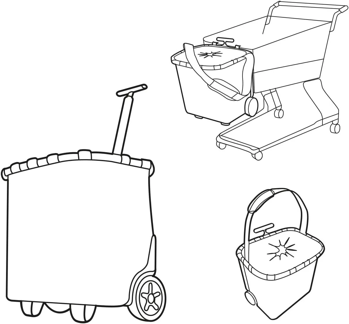 reisenthel carrycruiser Black Frame/Black - Portable Shopping Trolley with Sturdy Aluminum Frame, Shoulder Strap and Removable mesh Inner Bag -Water-Repellent