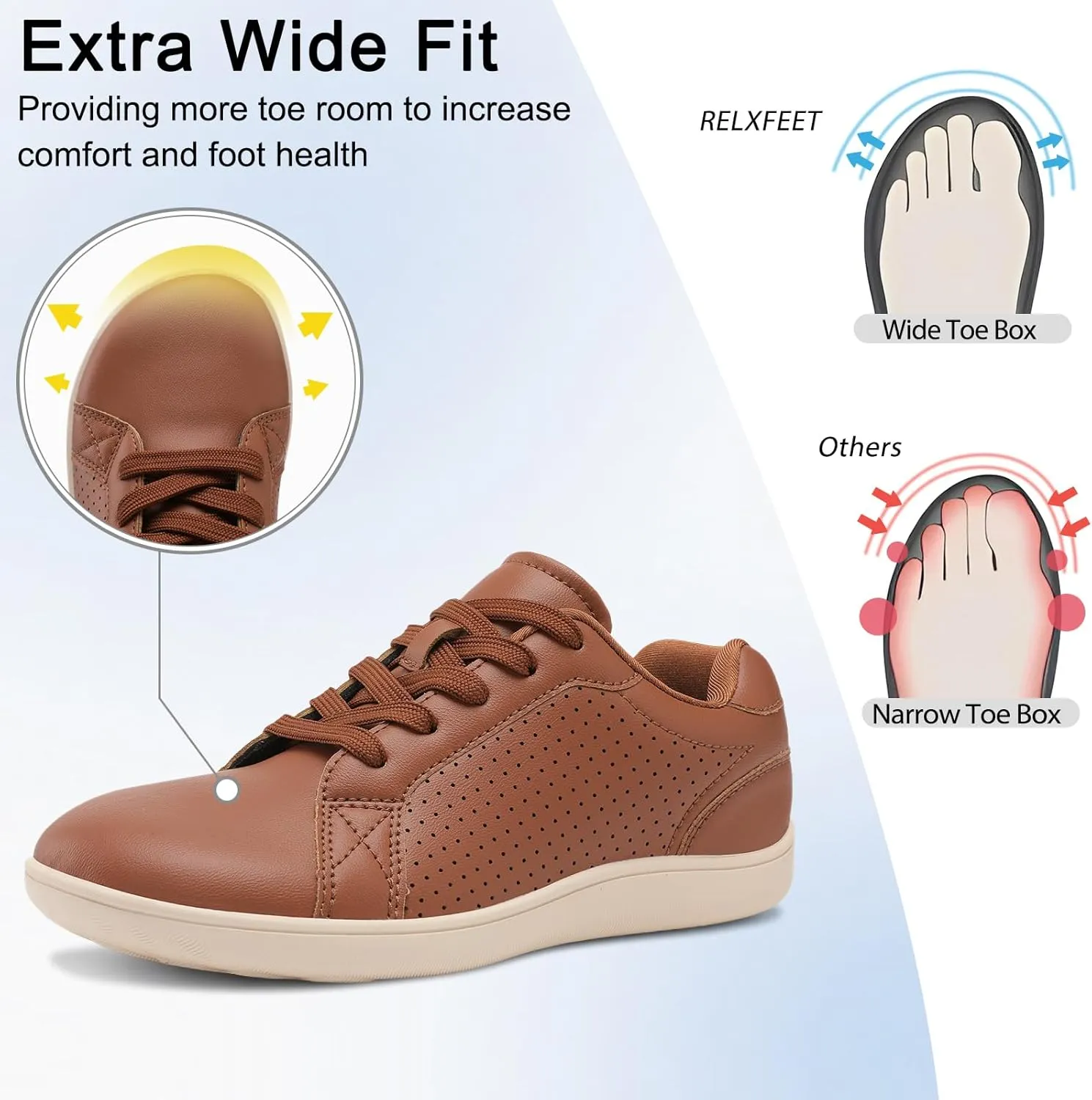relxfeet Women's Minimalist Barefoot Shoes Zero Drop Walking Shoes Lightweight Fashion Sneakers Wide Toe Box