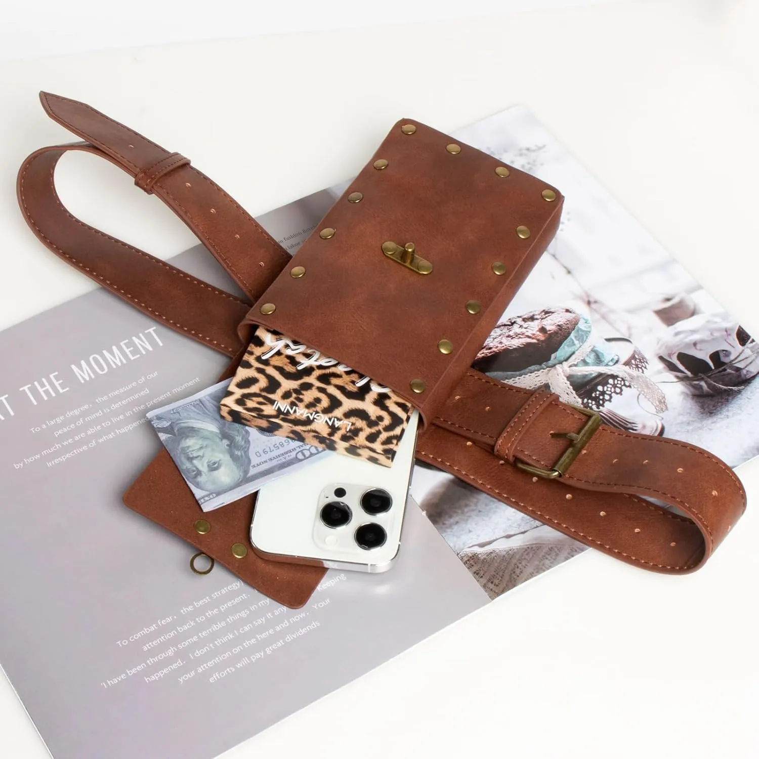 Ren Faire Costume Sets Medieval Belt Pouch Casual Fanny Pack Phone Holder Steampunk Festival Cosplay Accessory Waist Bag (1-Brown)