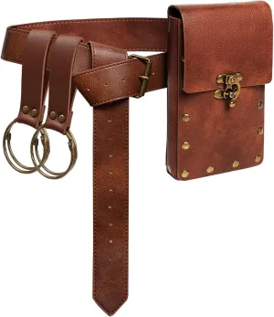 Ren Faire Costume Sets Medieval Belt Pouch Casual Fanny Pack Phone Holder Steampunk Festival Cosplay Accessory Waist Bag (1-Brown)