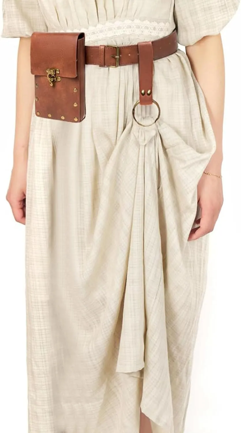 Ren Faire Costume Sets Medieval Belt Pouch Casual Fanny Pack Phone Holder Steampunk Festival Cosplay Accessory Waist Bag (1-Brown)