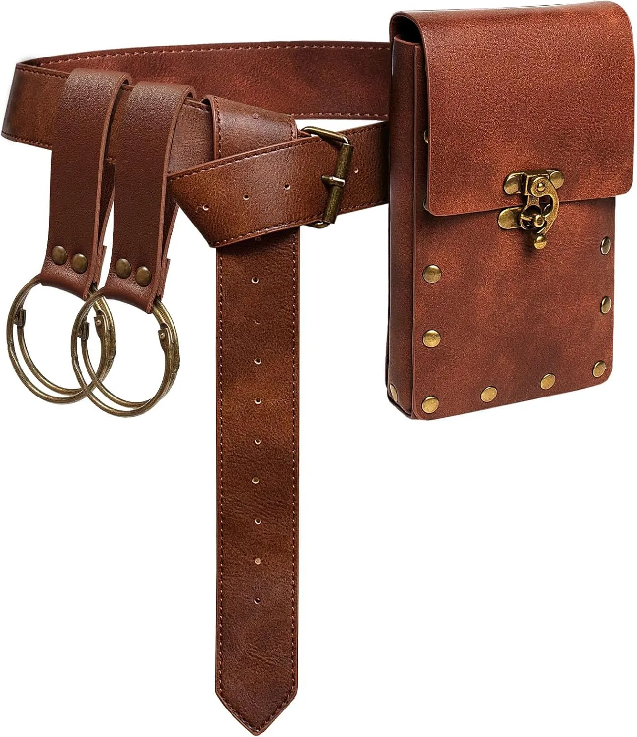 Ren Faire Costume Sets Medieval Belt Pouch Casual Fanny Pack Phone Holder Steampunk Festival Cosplay Accessory Waist Bag (1-Brown)