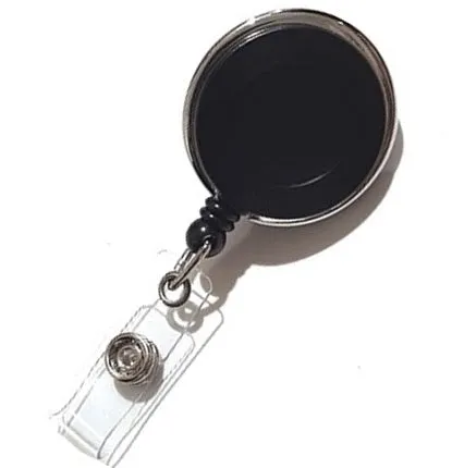 Retractable ID Badge Reel Black Round Heavy Duty with Alligator Clip CH-IDCWMRAL(100 Pack)
