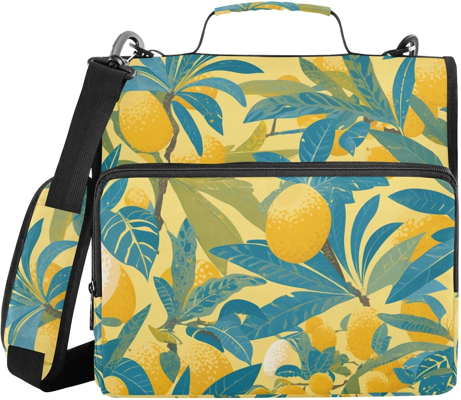 Retro Fruits 3 Rings 1.5 inch Binder with Zipper with Handle and Removable Shoulder Strap Waterproof Document Binder Organizer for School and Office