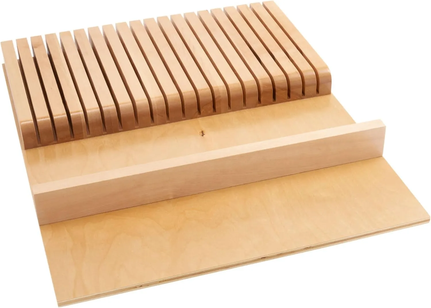 Rev-A-Shelf Trim To Fit Knife Block Drawer Organizer with Silverware Storage Holder for Kitchen Utensils, 19 Slot Cutlery Tray Insert, Wood, 4WKB-1
