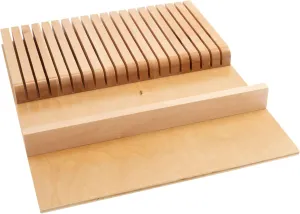 Rev-A-Shelf Trim To Fit Knife Block Drawer Organizer with Silverware Storage Holder for Kitchen Utensils, 19 Slot Cutlery Tray Insert, Wood, 4WKB-1