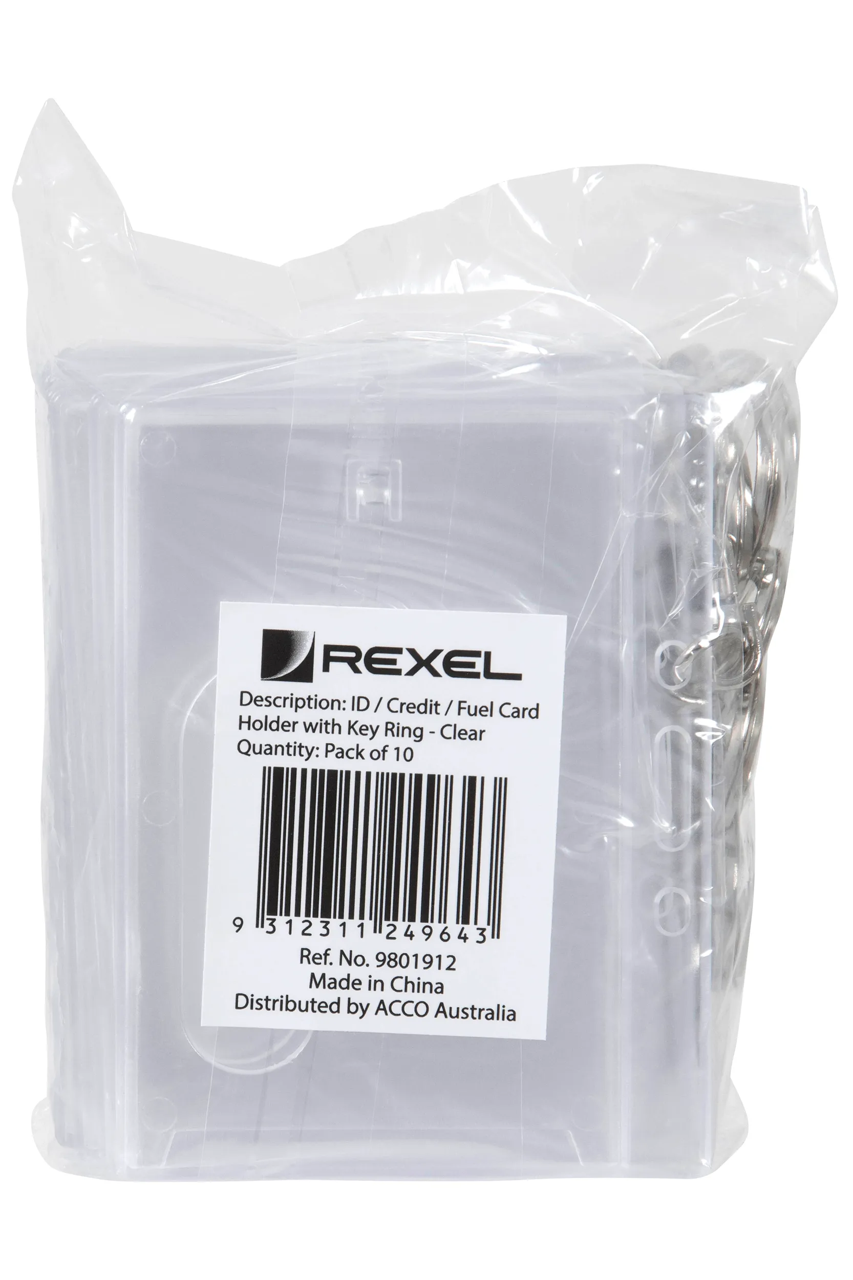 Rexel Id Fuel Rigid Card Holder with Key Ring, 10 Pack